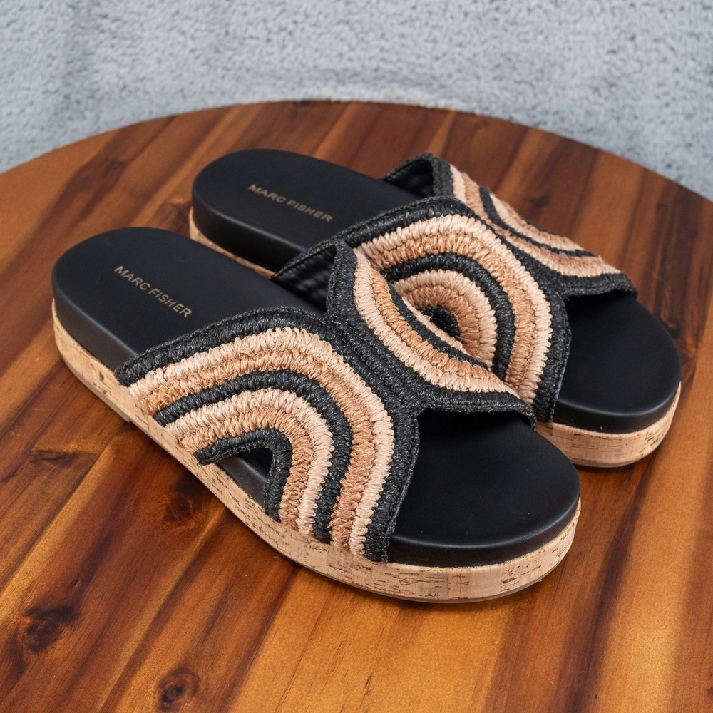 Marc Fisher - Eriney Platform Sandal Black/Tan Size 10 M